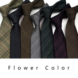 千鸟格西装领带男士条纹8cm休闲领带咖色灰色墨绿色复古上班格子