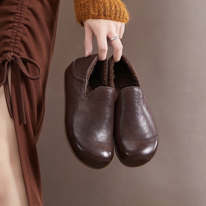 2025冬季新款牛皮女鞋圆头平底休闲鞋女鞋保暖棉鞋勃肯鞋妈妈棉鞋,女鞋,深口单鞋,淘宝优惠券,粉丝福利购,淘宝优惠卷