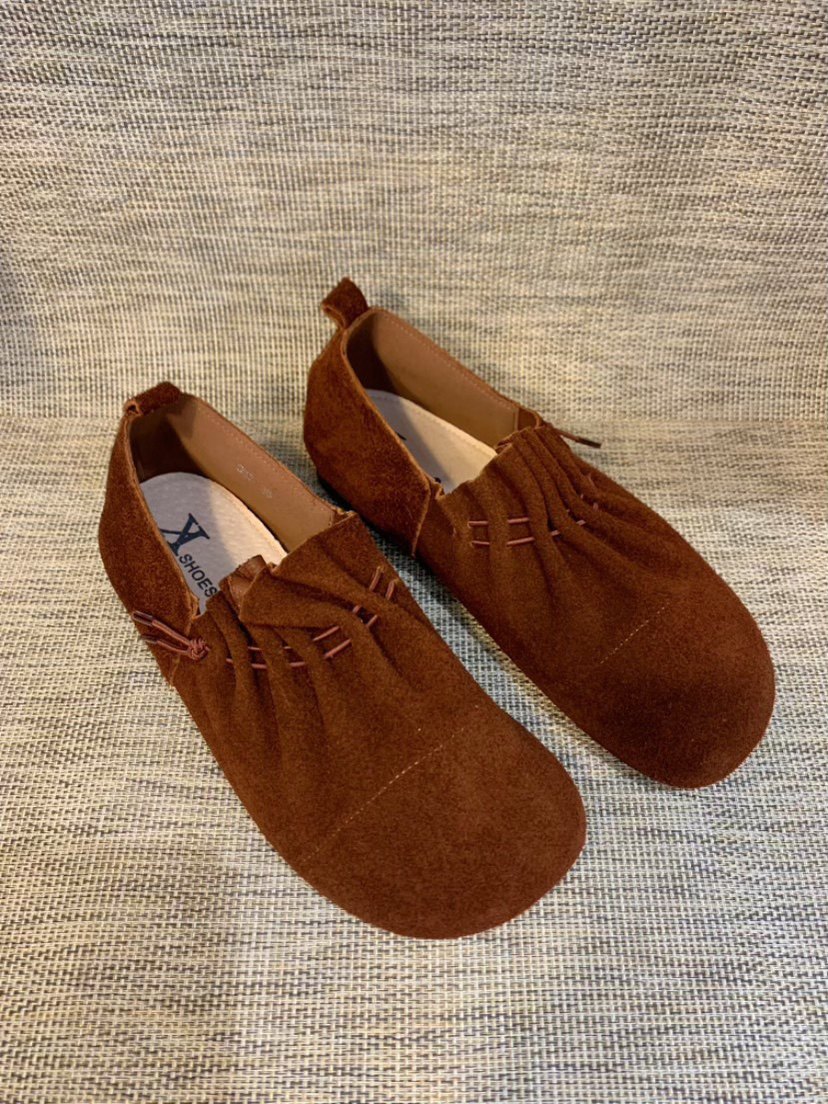 2026新款复古头层真皮褶皱女鞋舒适外穿平底一脚蹬懒人穆勒单鞋,女鞋,勃肯鞋/软木鞋,淘宝优惠券,粉丝福利购,淘宝优惠卷