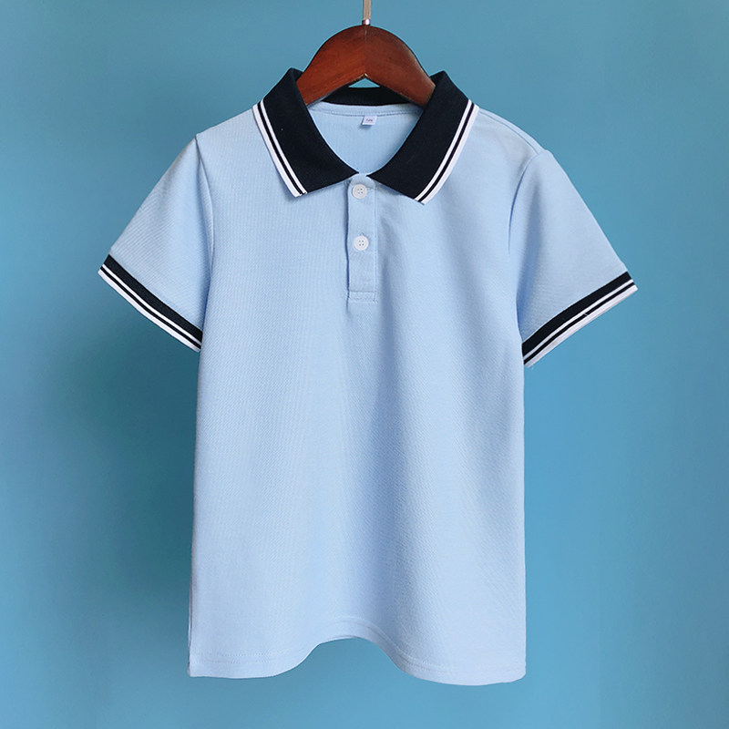 儿童校服短袖POLO衫浅蓝T恤班服