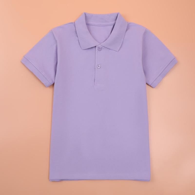 夏季儿童短袖校服T恤POLO衫紫色