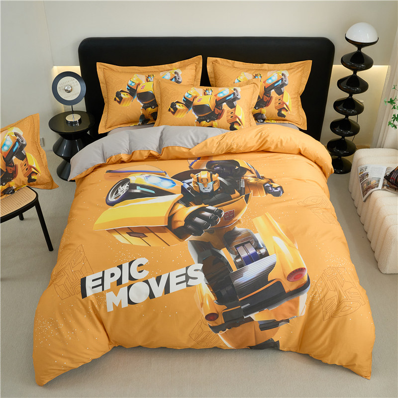 卡通纯棉四件套美国队长全棉三件套儿童套件床单大黄蜂床笠机器人