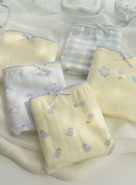 A类棉5条日系郁金香纯欲内裤女纯棉少女中腰甜美学生透气全棉三角