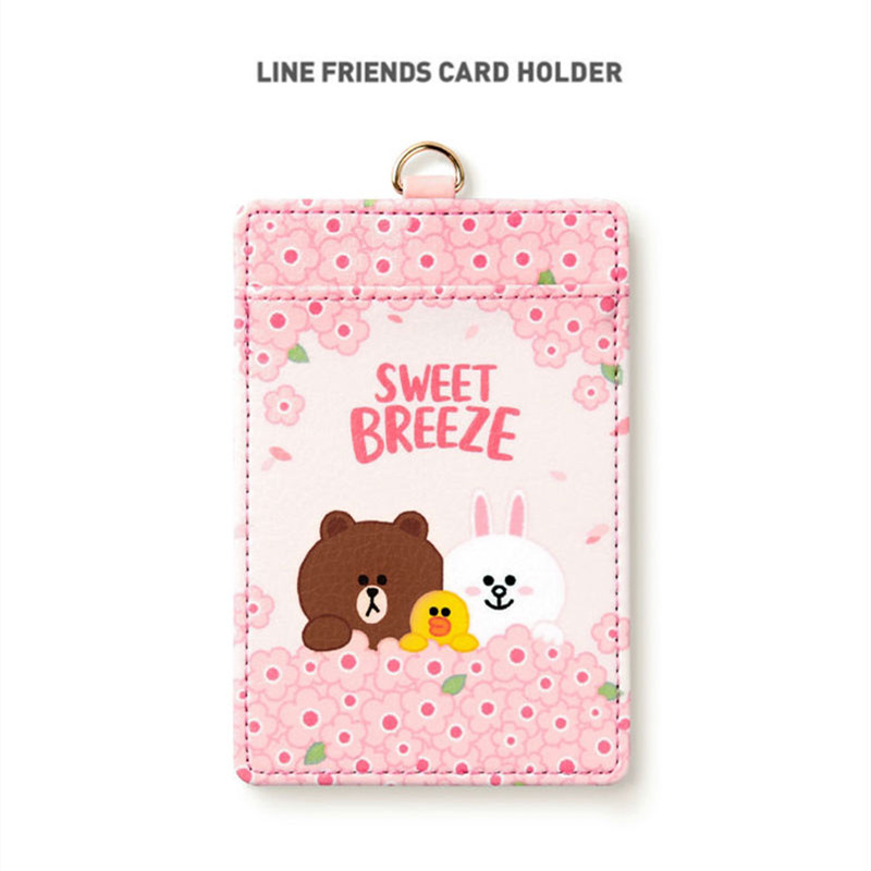 韩国LINE FRIENDS布朗熊皮质卡套公交卡夹证件夹名片夹PU折叠卡包
