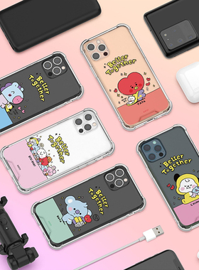 韩国BTS防弹少年团BT21 BABY苹果15promax萌宠四角气囊防摔手机壳iPhone14全包保护套13pro透明硬壳12薄款11