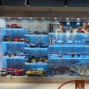 手办展示柜家用高达模型玩具柜玻璃柜冰蓝光奖杯展示架乐高展示柜