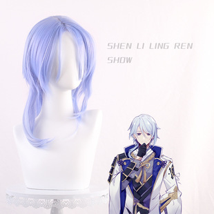 日常反翘紫短发假毛cos角色 原神神里绫人扮演游戏漫展二次元假发