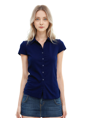 BM掐腰设计感衬衫 极简灯芯绒复古纽扣正肩短袖百搭上衣clean fit