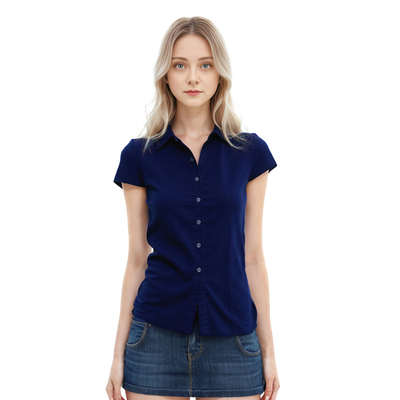 BM掐腰极简灯芯绒短袖衬衫