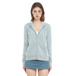 薄荷绿舒适连帽衫 美式 拉链口袋百搭外套 休闲卫衣开衫 BM2025新款