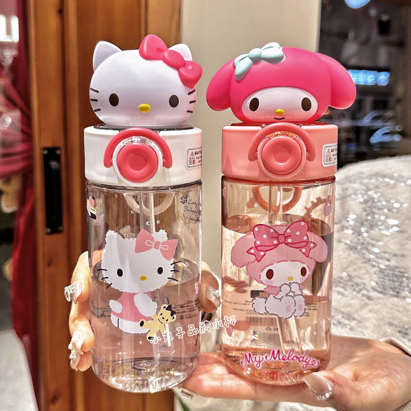 hellokitty水杯吸管塑料儿童大容量女夏高颜值便携专用可爱水壶