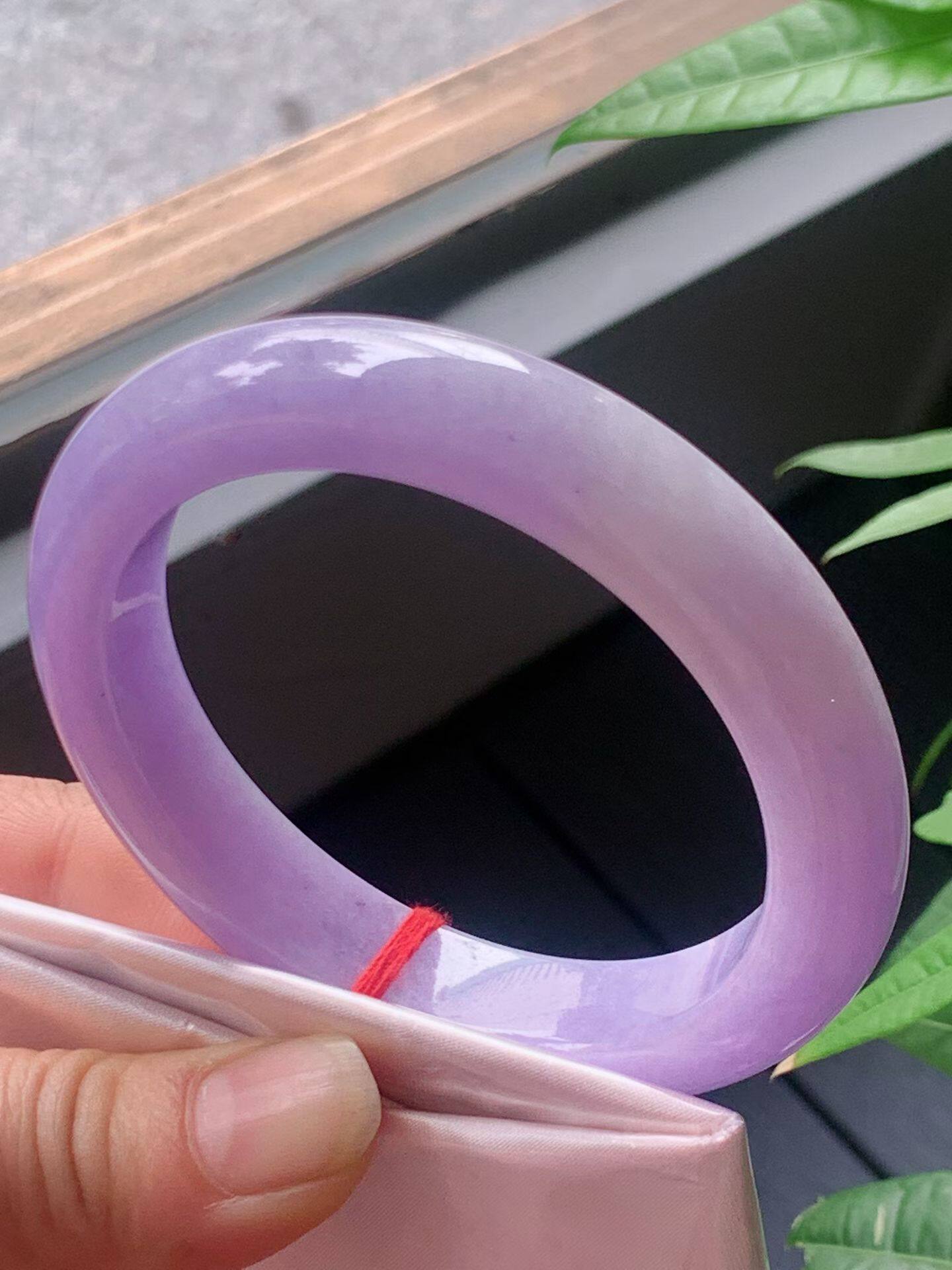 天然A货翡翠观音佛手镯心原石 老坑种紫罗兰正圈口翡翠手镯