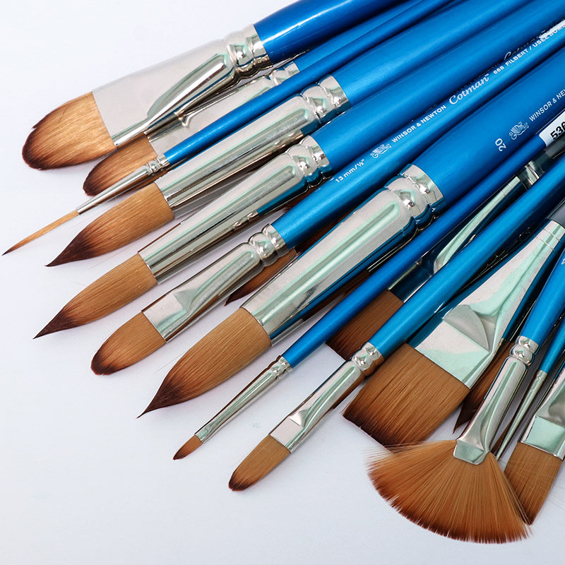 进口温莎牛顿歌文尼龙画笔专业水彩油画水粉丙烯榛形斜形单支套装