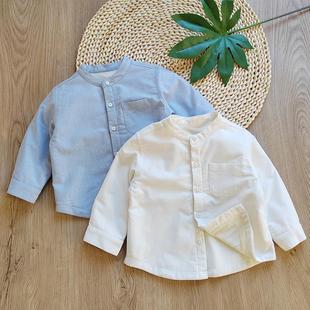 校服白衬衫 新款 外套衬衣纯棉宝宝开衫 加绒衬衫 儿童牛津纺立领长袖