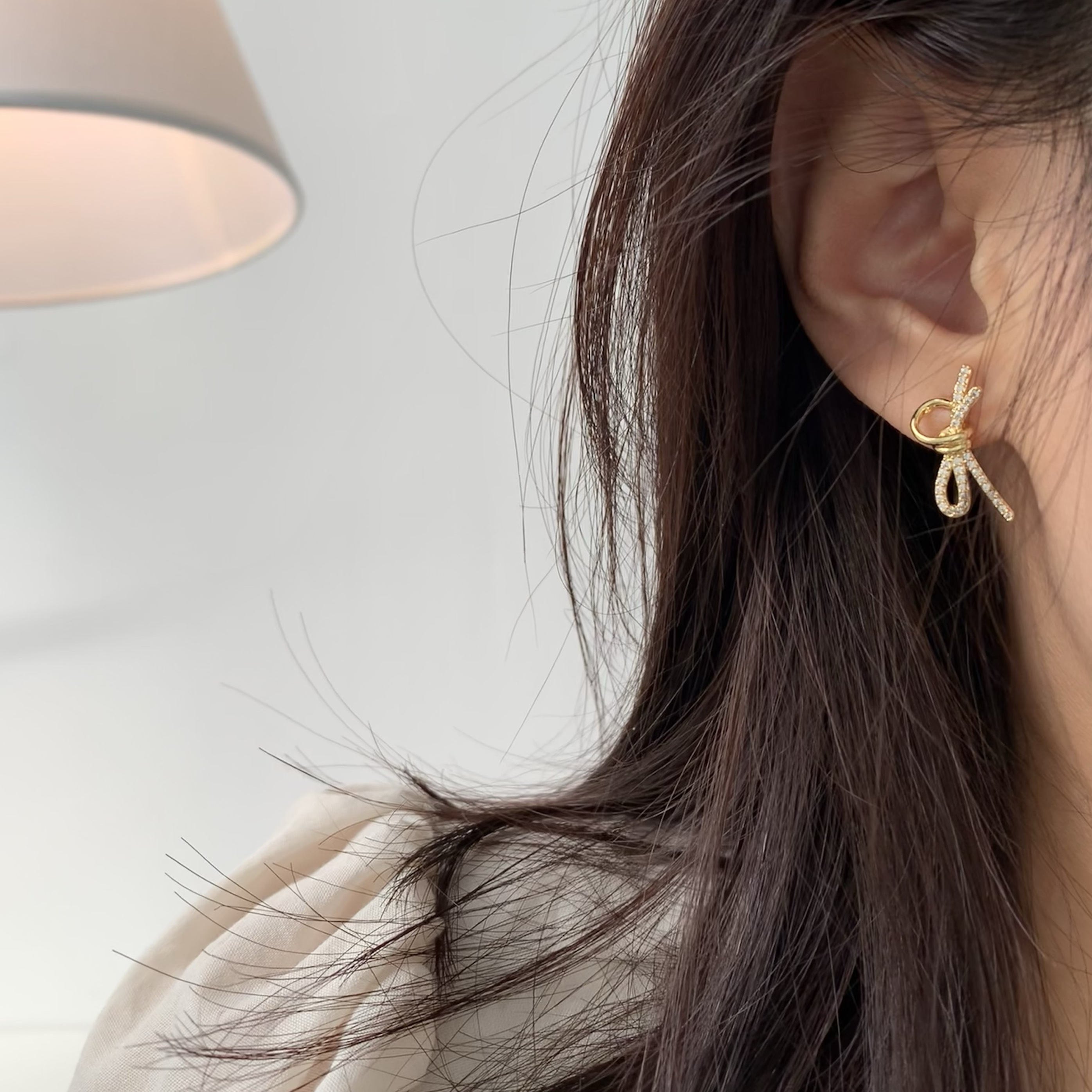 JiuJiu·韩国女ins锆石蝴蝶绳结耳环女ins极简风财阀千金耳钉耳饰