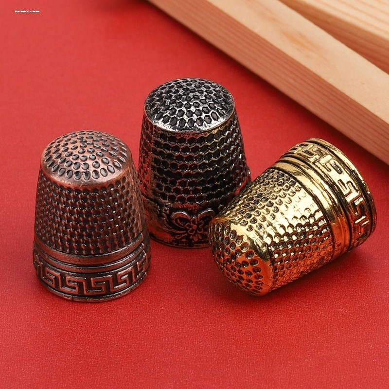 顶针纯铜指套 抵戒缝纫顶针箍复古花纹十字绣顶针家用手缝压针器