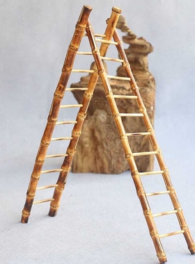 手工创意小竹梯节节高竹条小梯子竹根竹梯竹编造型茶杯架家居摆件