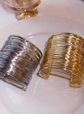 多层镂空开口手镯欧美金属风时尚气质臂环小众通勤新款手环手饰女