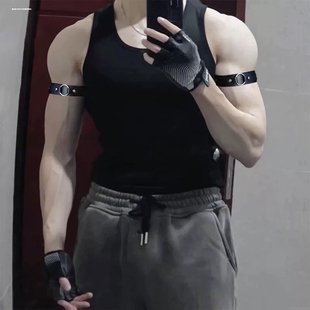 朋克皮质臂环男女衬衫袖箍体育生皮革手臂带上臂绑带胳膊饰品臂圈