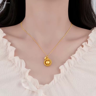 黄金色吸米星项链吸金星吊坠挂链古巴复古锁骨链高级个性时尚潮转