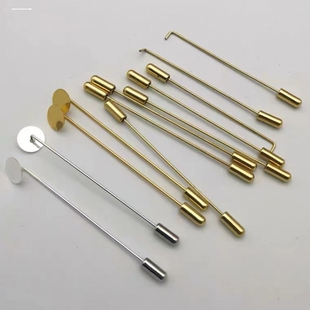 9字针一字插针网盘铜配件手工胸针胸花长别针花托布艺堵头塞子帽