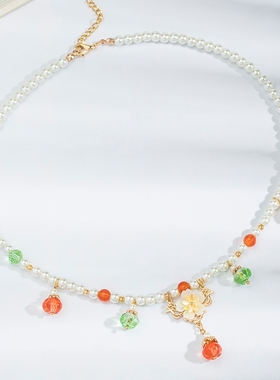 女童汉服古风项链仿珍珠软璎珞琉璃儿童唐风宋制中国风汉元素配饰