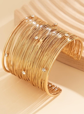 冷淡风夸张宽手镯开口手镯女手链麻花时尚臂环手串宽版简约手饰