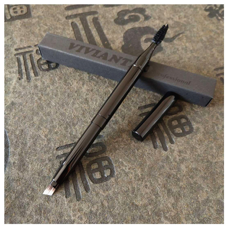 金属双头刷便携斜角 V2337眉刷螺旋刷伸缩眉粉刷眉扫带盖化妆刷