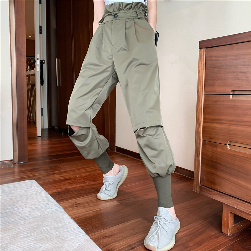 Real price ~ personalized French overalls with open knees and holes, bracts, high waisted leggings and slim overalls