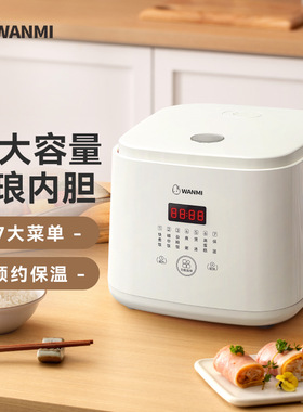 顽米电饭煲智能3L家用3-4人多功能小型煮饭堡珐琅内胆