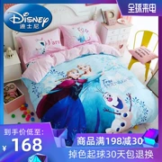 Disney Ice Romance Bộ phim hoạt hình cotton bốn mảnh Bộ công chúa Aisha Cô gái bông Bộ khăn trải giường ba mảnh - Bộ đồ giường bốn mảnh