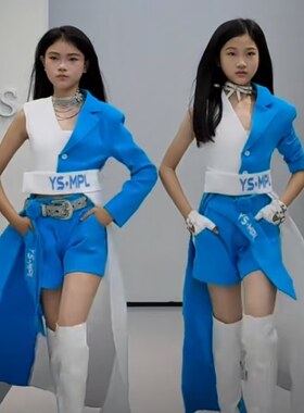 新款女童潮服模特走秀机车服儿童演出服少儿模特大赛T台比赛服装