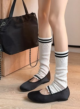 白色袜套春秋款性感夏季网眼透气新款网红款潮高筒长款女士小腿袜