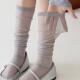 网眼透气长筒轻奢女款 格雷灰小腿袜女士春夏季 薄款 夏天防臭堆堆袜