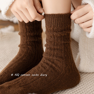 美拉德堆堆袜女士秋冬加厚羊毛袜保暖复古女款 中筒袜 冬天长筒时尚
