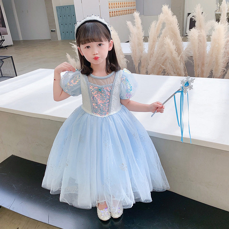 爱莎公主裙夏季女童连衣裙新款冰雪奇缘艾沙艾莎爱沙裙子新款礼服