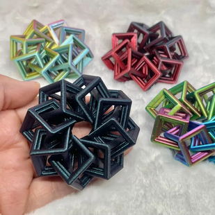 3D打印联锁立方环 指尖解压玩具可旋转立方体的益智玩具儿童摆件