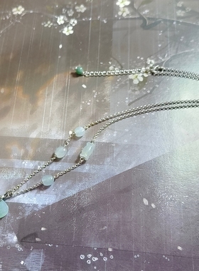 天然A货翡翠缅料冰晴色爱心吊坠925银手工设计制作锁骨链简约中式