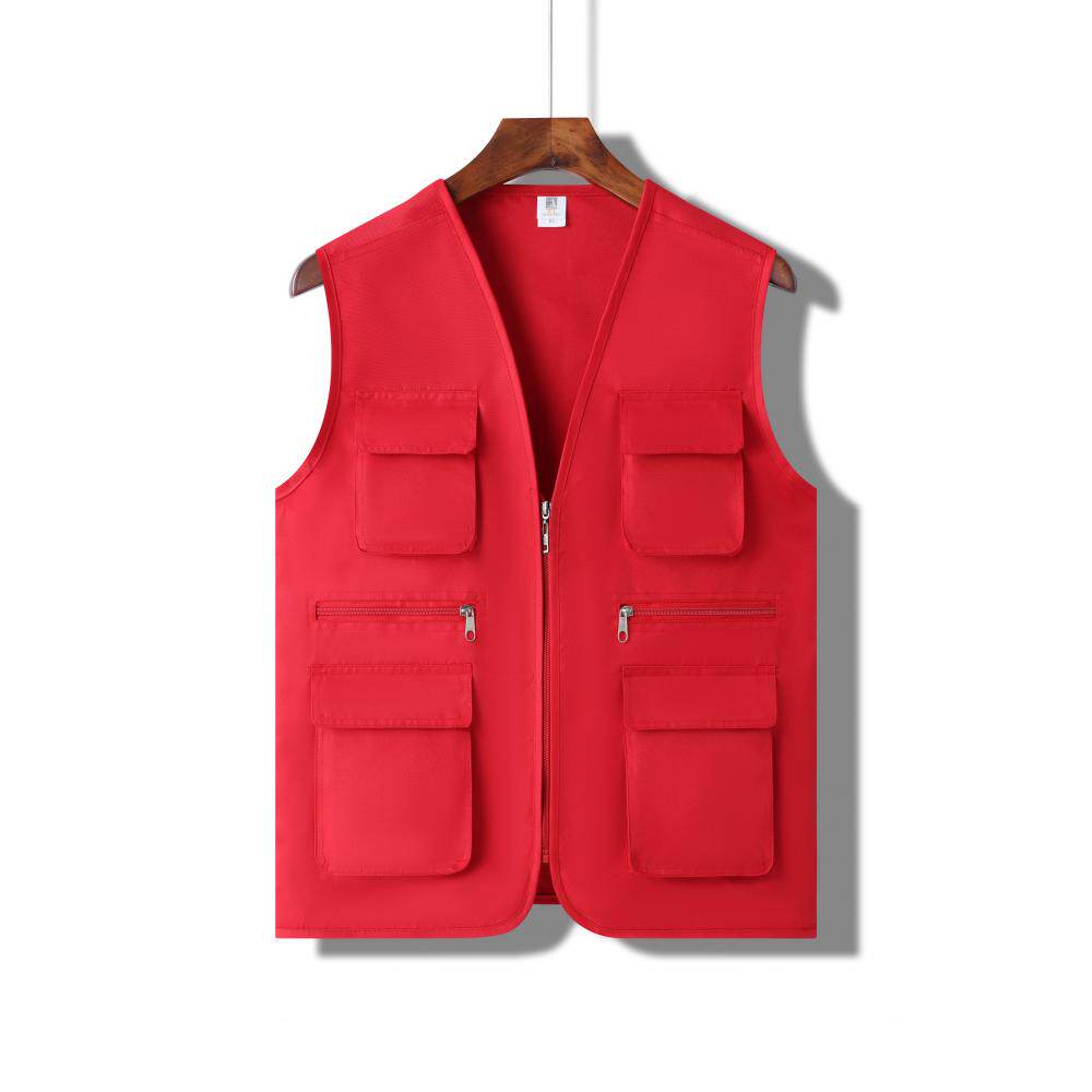 志愿者马甲印logo字红色党员服务公益背心超市员工工作服