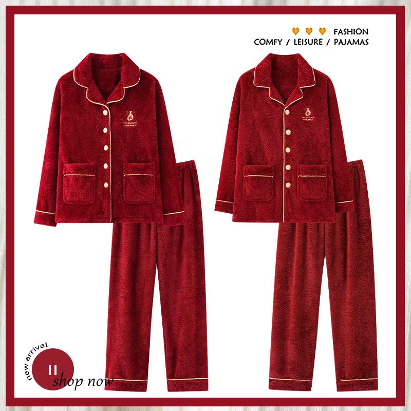 浪莎珊瑚绒情侣睡衣冬季新婚结婚喜庆男女红色加厚加绒家居服套装,女士内衣/男士内衣/家居服,睡衣/家居服套装,淘宝优惠券,粉丝福利购,淘宝优惠卷