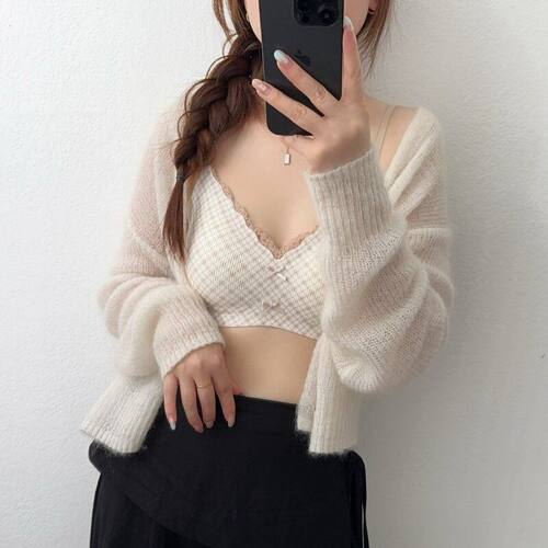 黛美芮森色系7026清新格纹无痕内衣女秋季薄垫小胸聚拢上托无钢圈