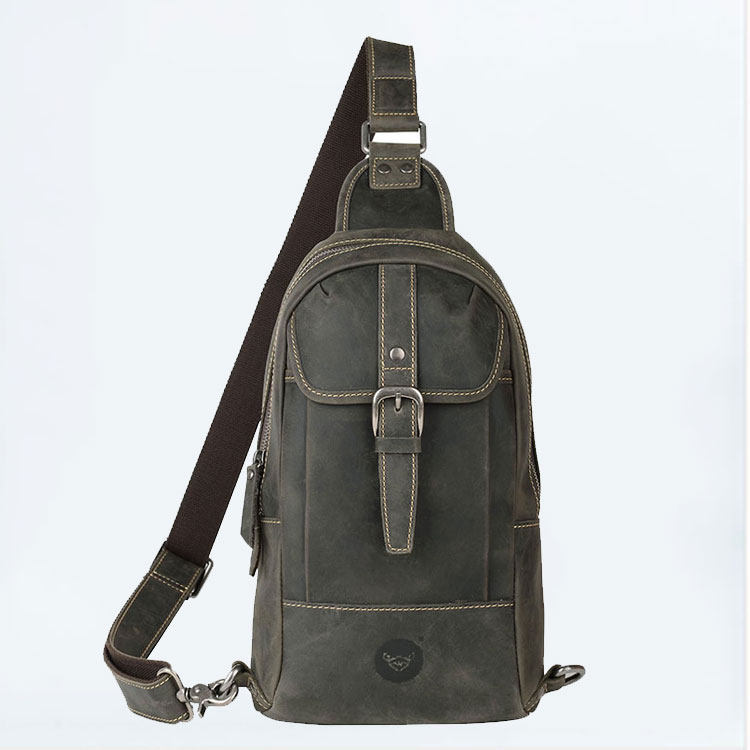 真皮胸包复古疯马皮胸包男女斜挎旅行小背包腰包头层牛皮胸包男包