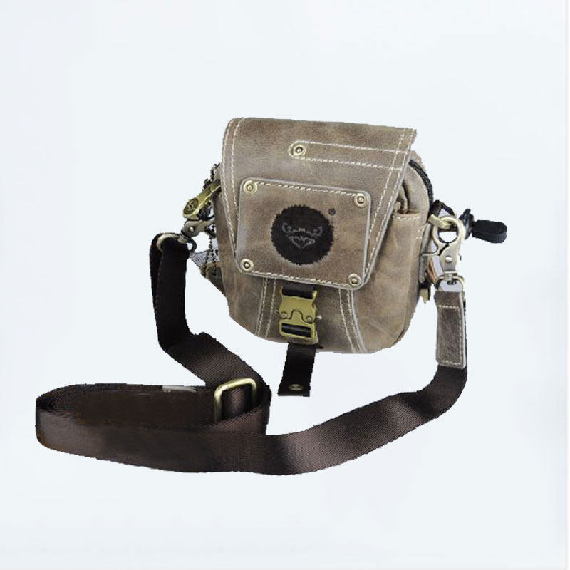 真皮腰包新款男女中性单肩斜挎小包头层疯马牛皮街头潮男包腰包