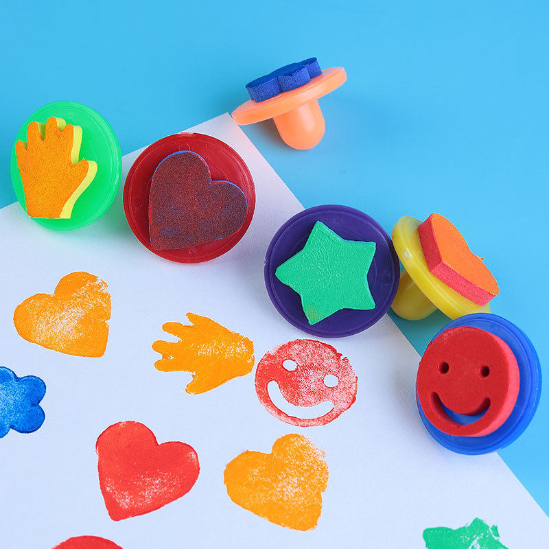 儿童绘画eva拓印海绵图案印章 幼儿园手工涂鸦海绵爱心花朵颜料刷