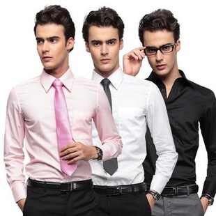 长袖衬衫男装修身商务白色春秋免烫银行衣服regular fit