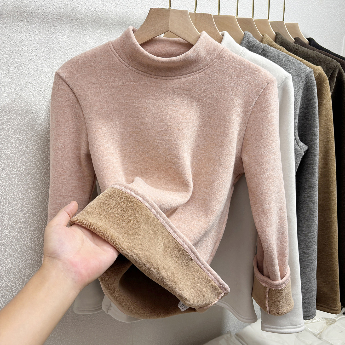 加绒加厚打底衫女2025新款秋冬季半高领一体绒大码内搭保暖上衣,女装/女士精品,T恤,淘宝优惠券,粉丝福利购,淘宝优惠卷