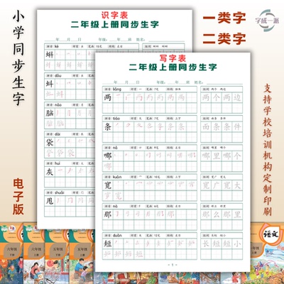小学同步生字练字帖人教部编版