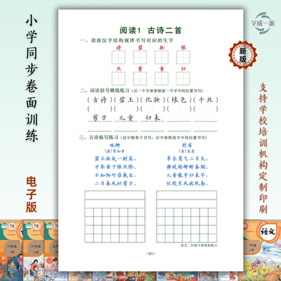 小学卷面综合训练书写硬笔练字帖