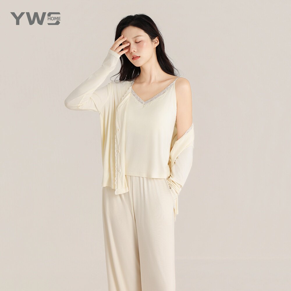 YWSHOME睡衣女丝滑柔软三件套