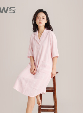 YWS HOME女睡裙全棉双层纱宽松透气轻盈家居服睡裙
